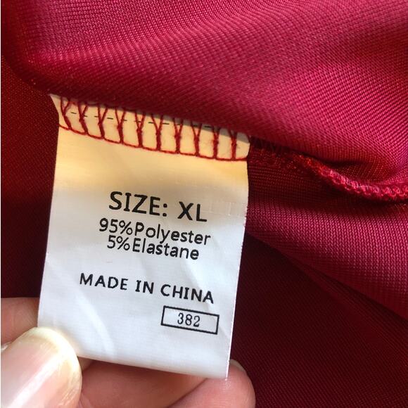 Red Velvet Ruffle Neck Blouse XL Long Sleeve Top Holiday Party Romantic Goth - Picture 8 of 10